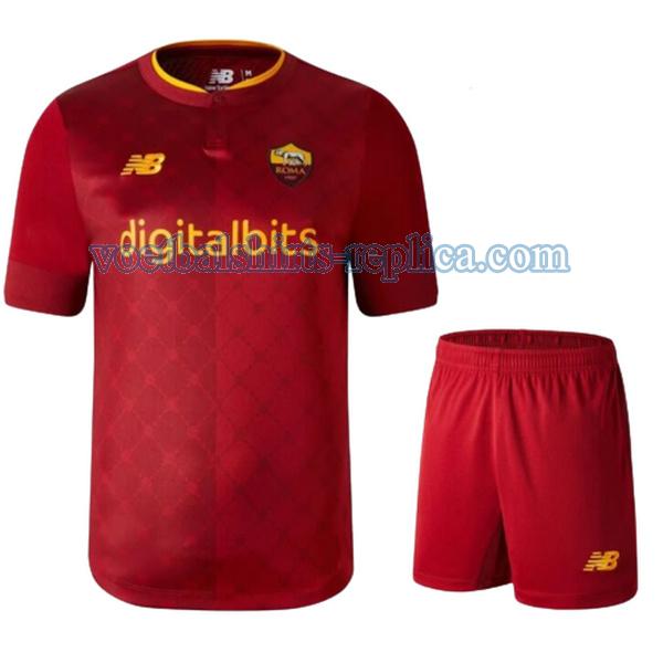 thuis as roma voetbalshirt 2022 2023 kinderen rood